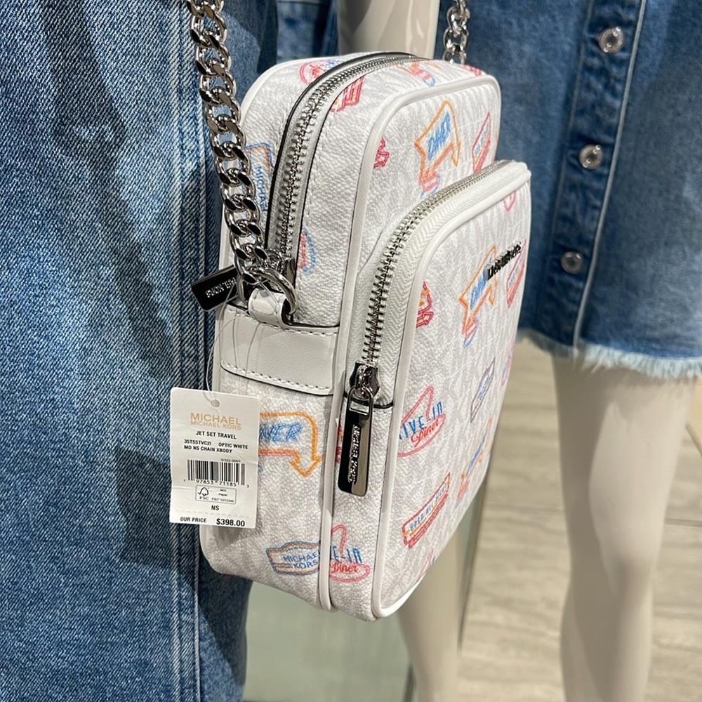 MICHAEL KORS
Jet Set Md Printed Signature Logo Crossbody NS CHAIN XBODY Flight - Picture 12 of 16